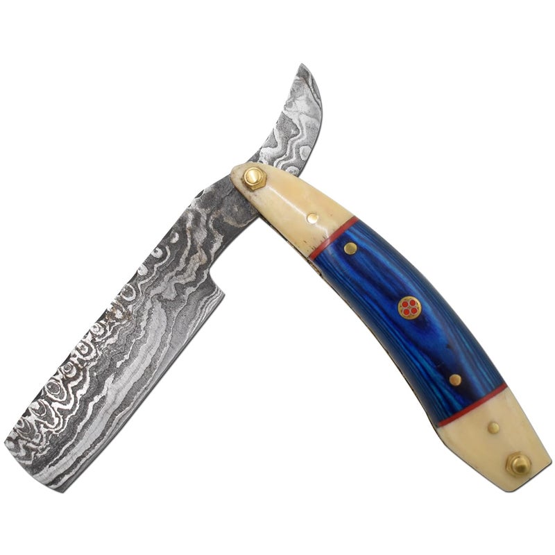 Old Ram Straight Razor | Straight-Edge-Razor Sharp High Hardness Real Damascus Steel Cutthroat Straight Edge-Blade | Barber Razor - Image 5